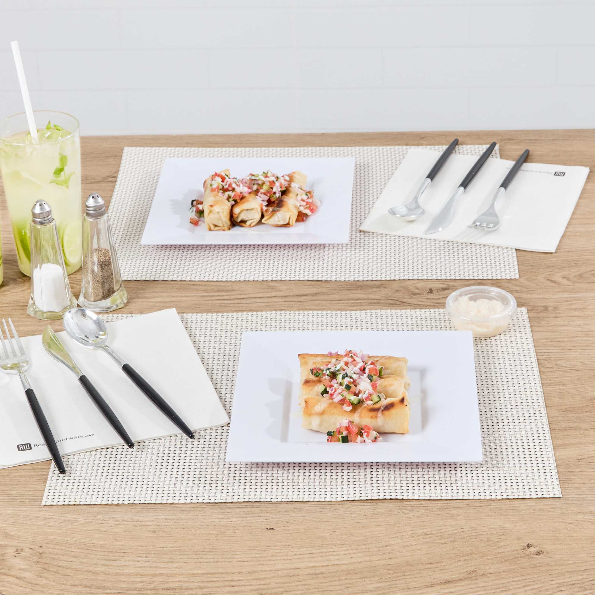 Maxi Serve Square White Plastic Medium Plate - 8 1/4" x 8 1/4" x 1/2" - 100 count box