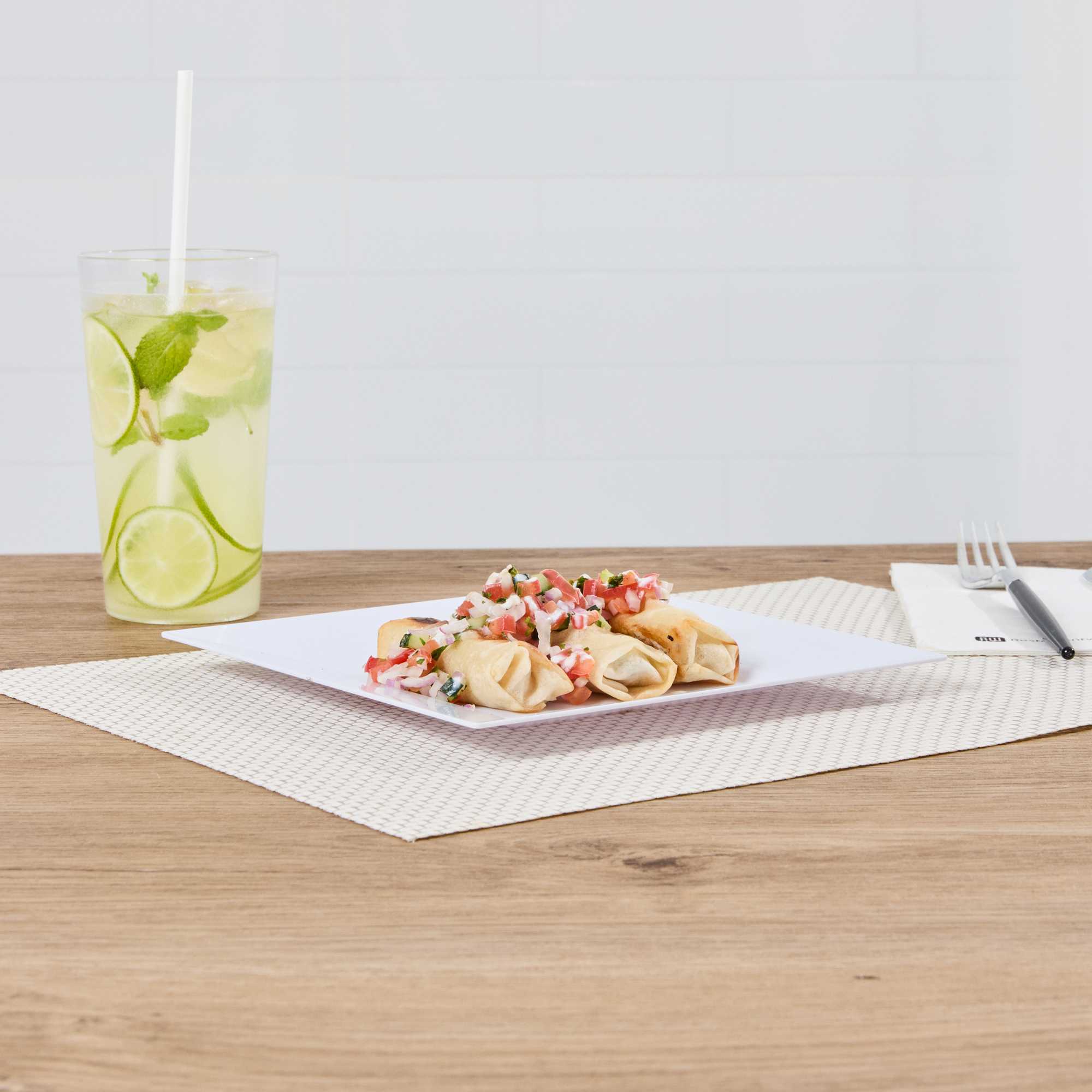 Maxi Serve Square White Plastic Medium Plate - 8 1/4" x 8 1/4" x 1/2" - 100 count box