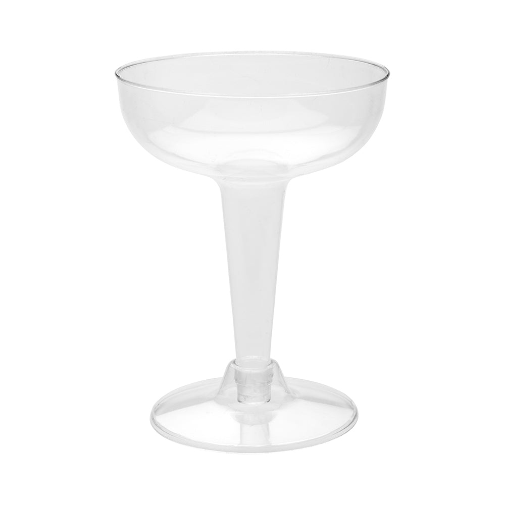 Bev Tek 5 oz Round Clear Plastic Champagne Coupelle - 3 1/4" x 3 1/4" x 4 1/4" - 100 count box