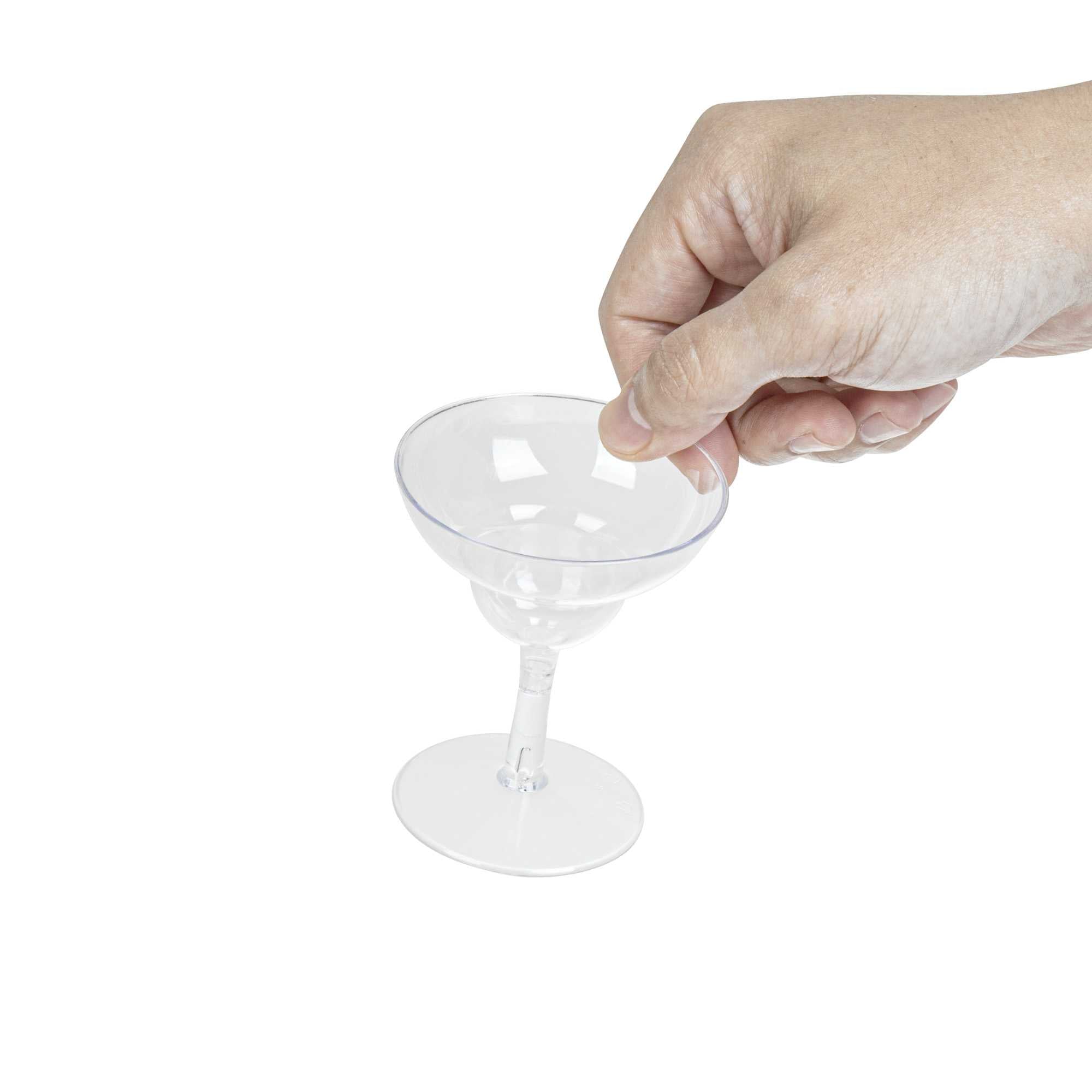 Bev Tek 2 oz Round Clear Plastic Mini Margarita Glass - 2 3/4" x 2 3/4" x 3 1/4" - 100 count box