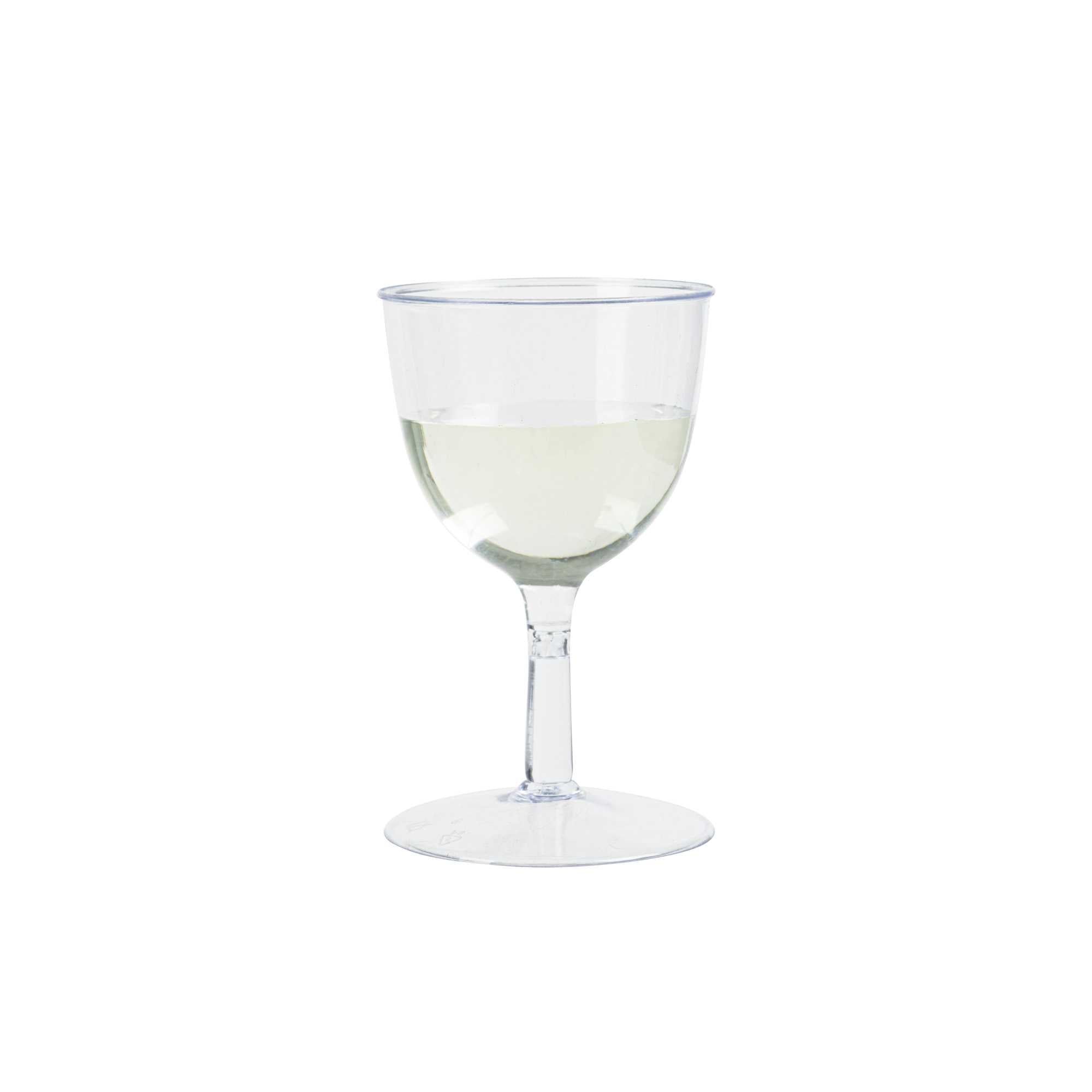 Bev Tek 2 oz Round Clear Plastic Mini Wine Goblet - 2" x 2" x 2 1/2" - 100 count box