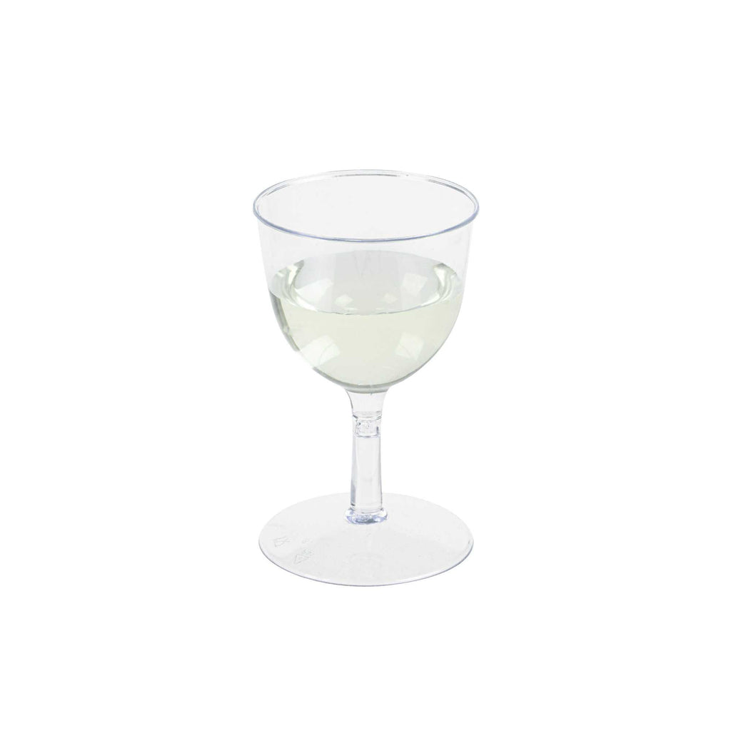 Bev Tek 2 oz Round Clear Plastic Mini Wine Goblet - 2" x 2" x 2 1/2" - 100 count box