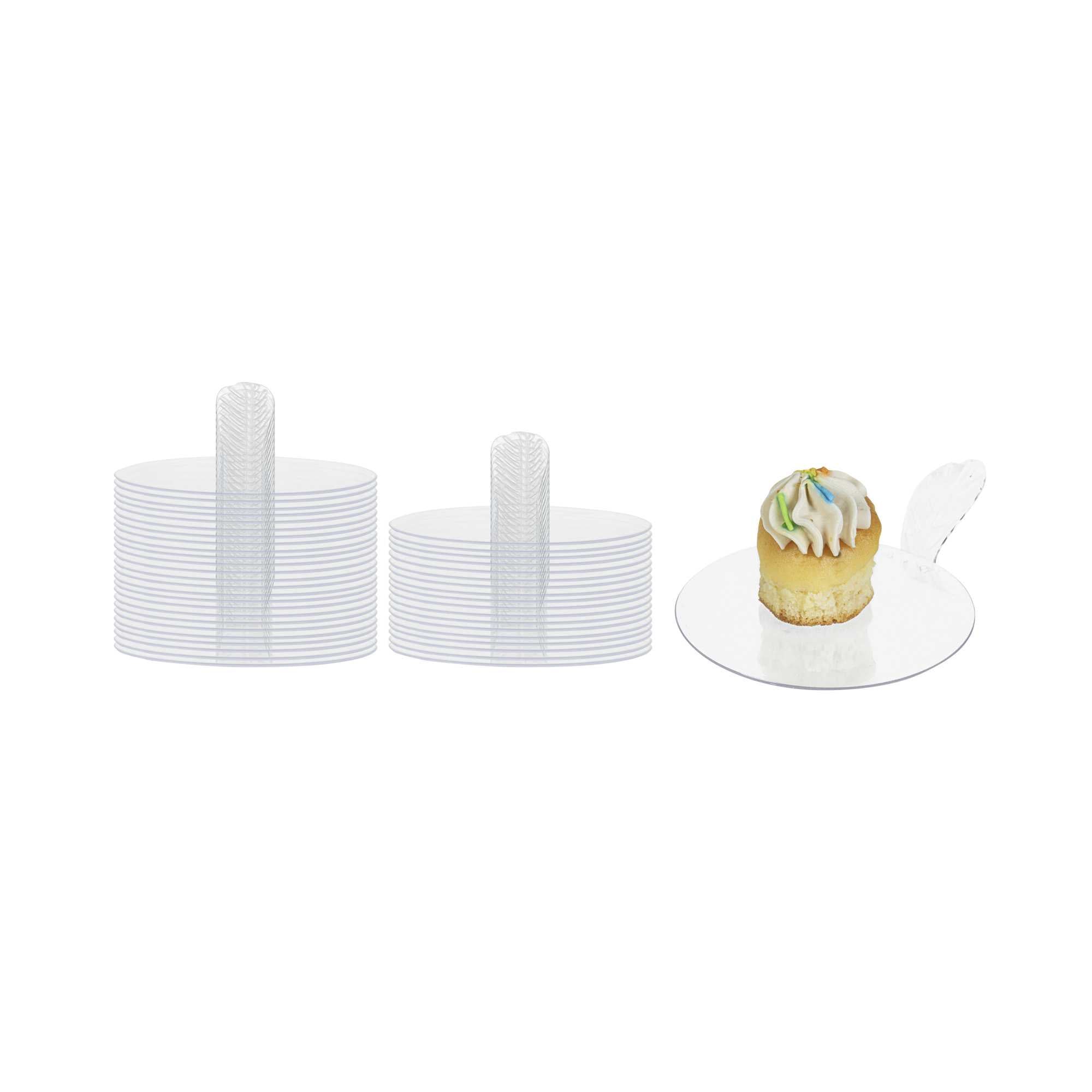 Pastry Tek Round Clear Plastic Pastry Pallet - 3" x 3" x 1" - 100 count box