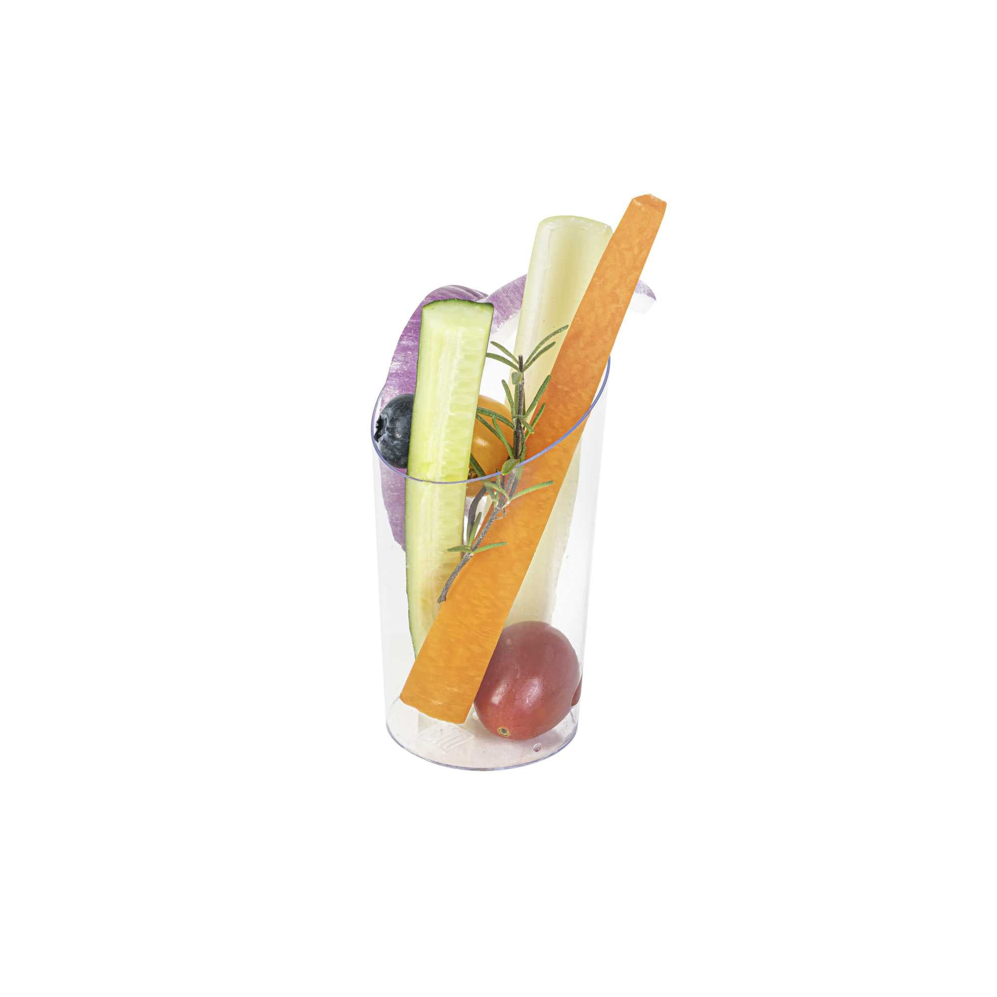 Mini Serve 5 oz Round Clear Plastic Large Incline Tube Glass - 2 1/4" x 2 1/4" x 4 1/4" - 100 count box