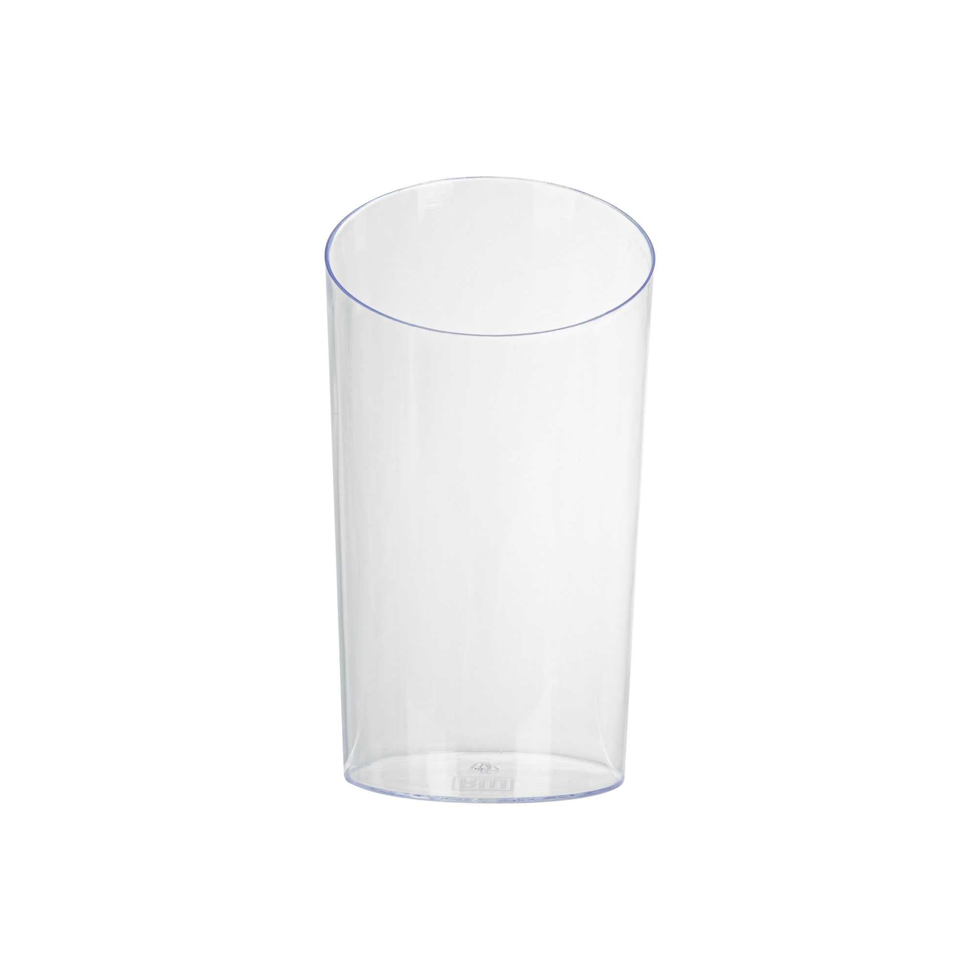 Mini Serve 5 oz Round Clear Plastic Large Incline Tube Glass - 2 1/4" x 2 1/4" x 4 1/4" - 100 count box