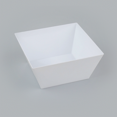 Maxi Serve 18 oz Square White Plastic Medium Modern Bowl - 6 3/4" x 6 3/4" x 3" - 25 count box