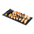 Maxi Serve Rectangle Black Plastic Large Plate - Faux Slate - 16" x 7" - 25 count box