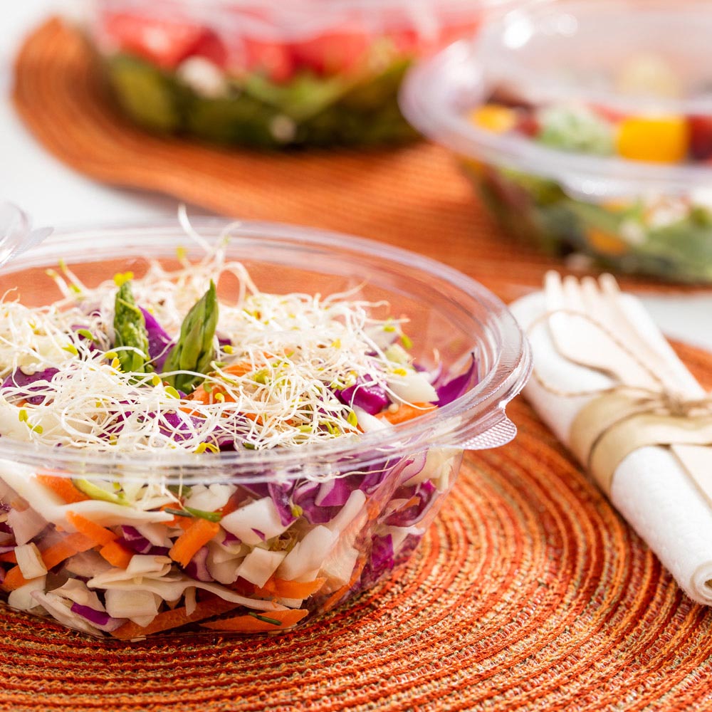 Basic Nature 16 oz Round Clear PLA Plastic To Go Bowl - Compostable - 6" x 6" x 2 1/4" - 500 count box