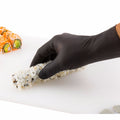 Fashion Serve Black Plastic Large Nitrile Gloves - Powder Free - 9" x 4 1/4" - 100 count box
