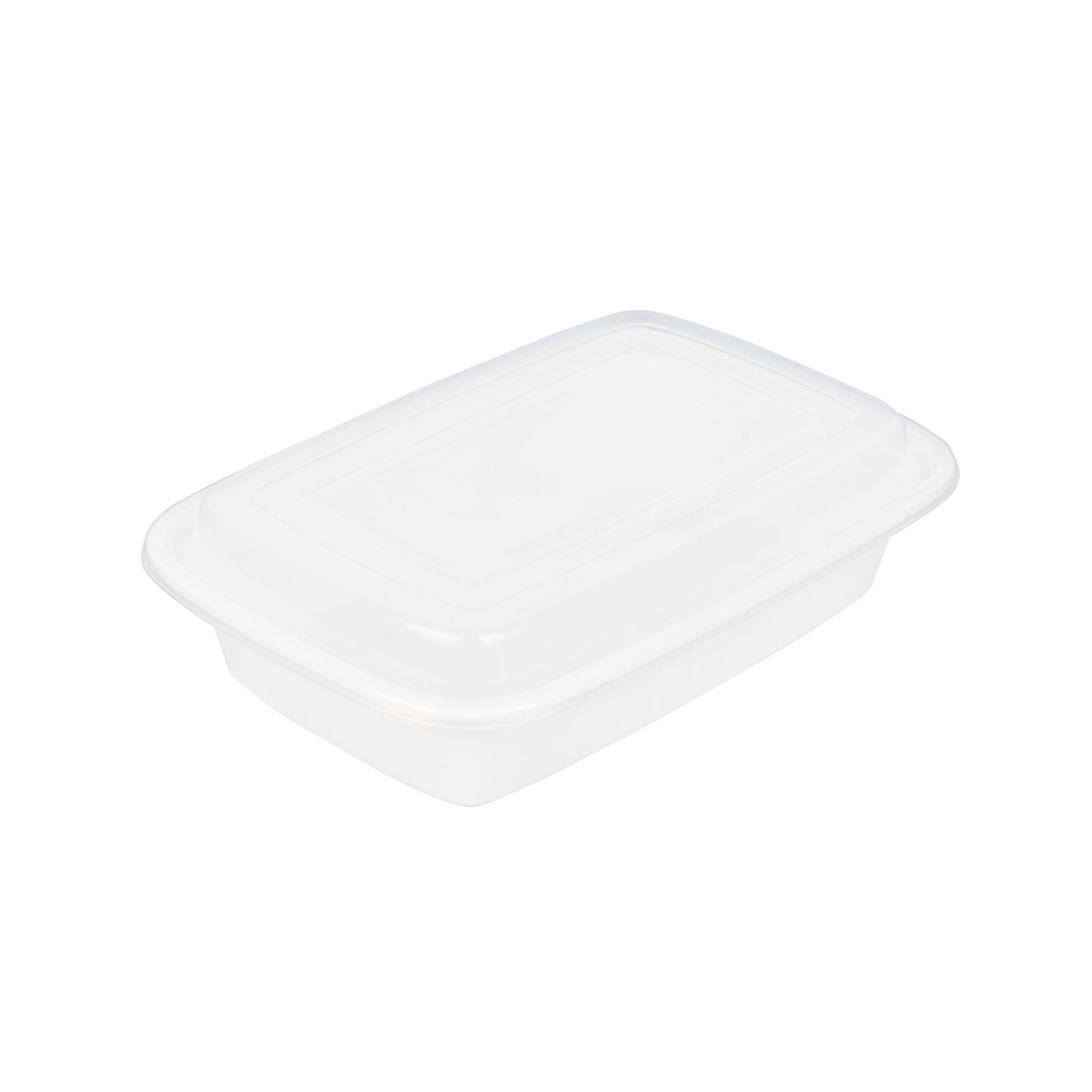 Asporto 24 oz Rectangle White Plastic To Go Box - with Clear Lid, Microwavable - 8" x 5 1/4" x 1 3/4" - 100 count box