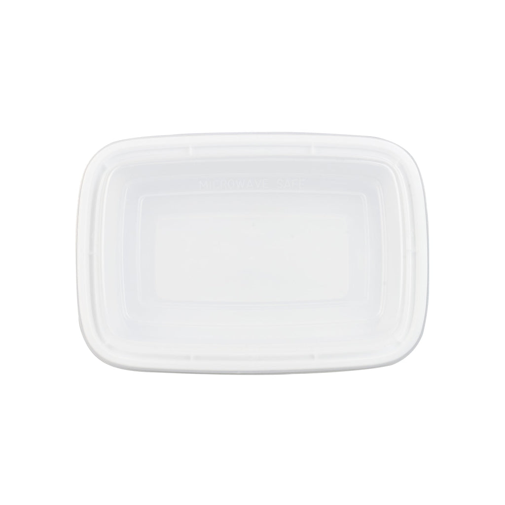 Asporto 24 oz Rectangle White Plastic To Go Box - with Clear Lid, Microwavable - 8" x 5 1/4" x 1 3/4" - 100 count box