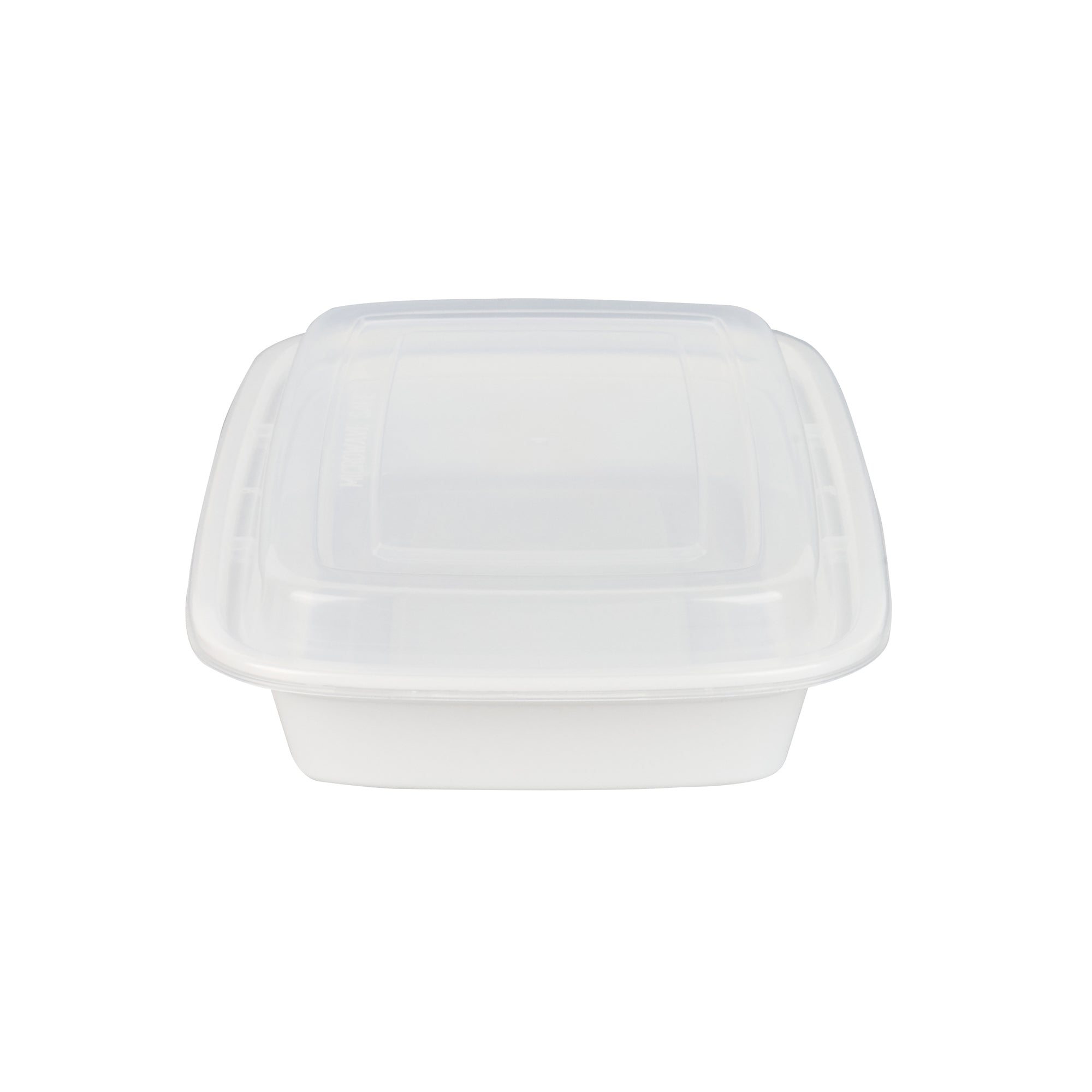 Asporto 28 oz Rectangle White Plastic To Go Box - with Clear Lid, Microwavable - 8 3/4" x 6" x 1 1/2" - 100 count box
