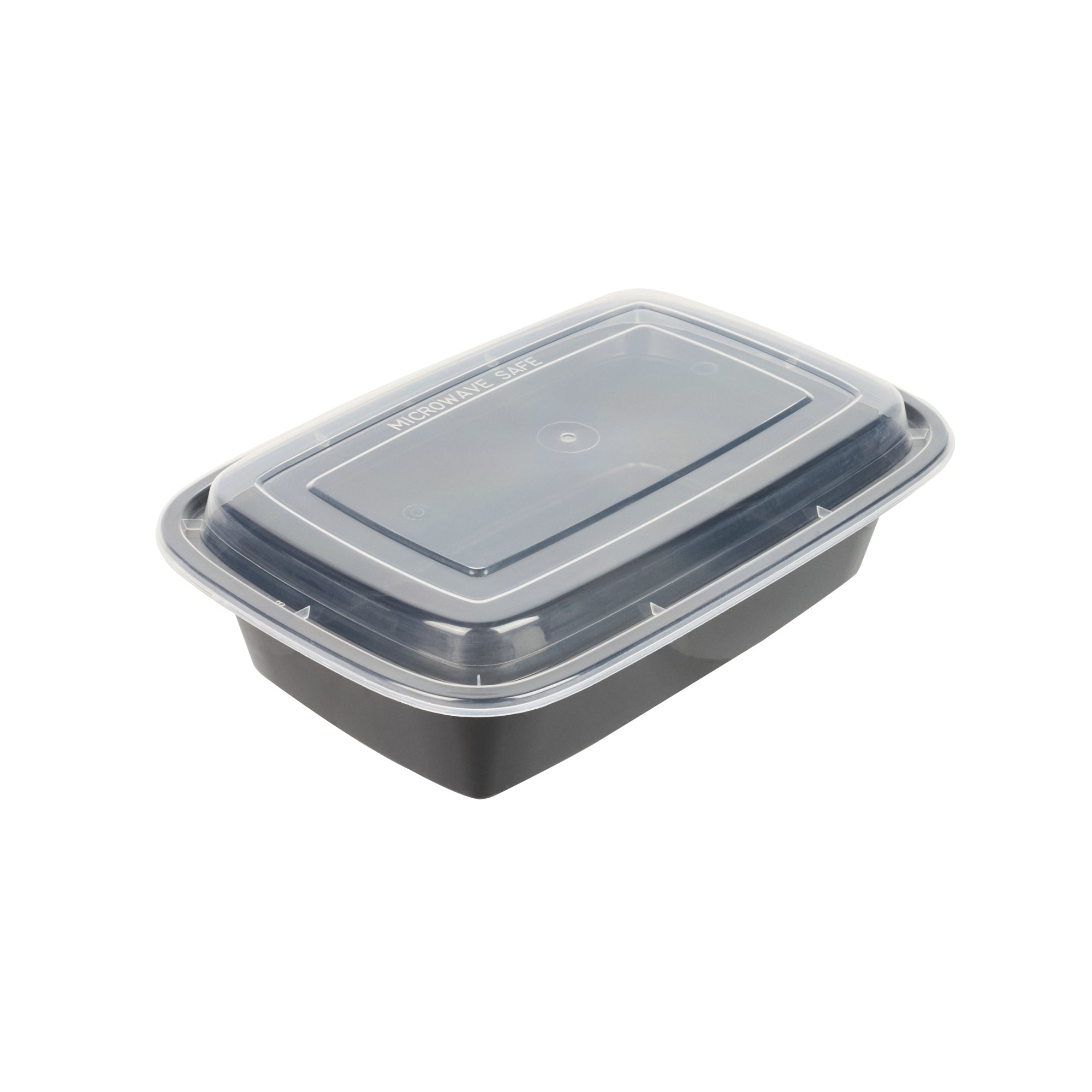 Asporto 38 oz Rectangle Black Plastic To Go Box - with Clear Lid, Microwavable - 8 3/4" x 6" x 2" - 100 count box