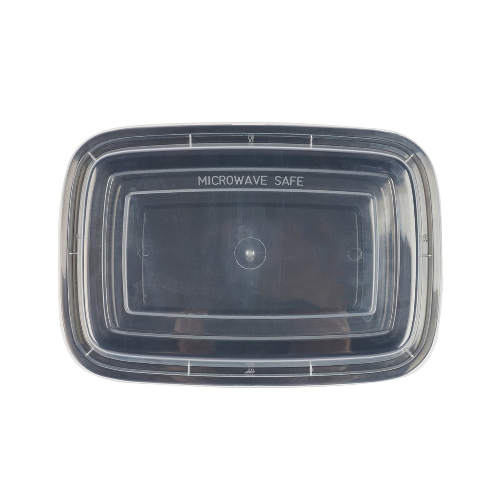 Asporto 38 oz Rectangle Black Plastic To Go Box - with Clear Lid, Microwavable - 8 3/4" x 6" x 2" - 100 count box