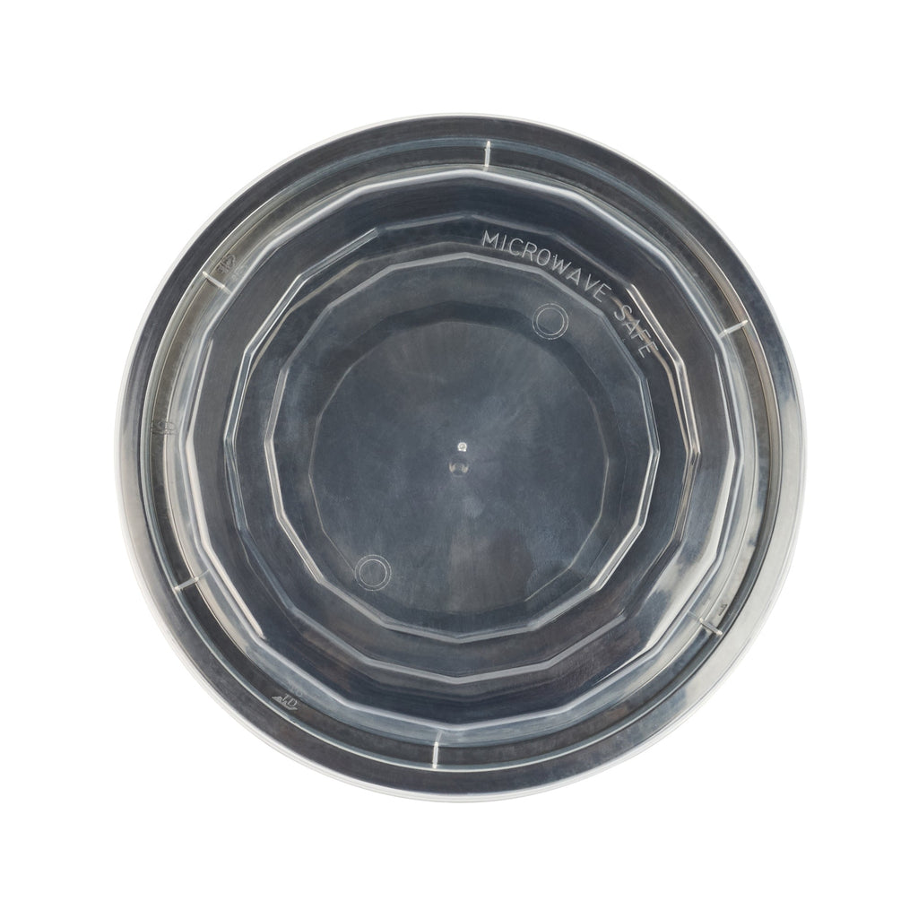 Asporto 16 oz Round Black Plastic To Go Box - with Clear Lid, Microwavable - 6 1/4" x 6 1/4" x 1 3/4" - 100 count box