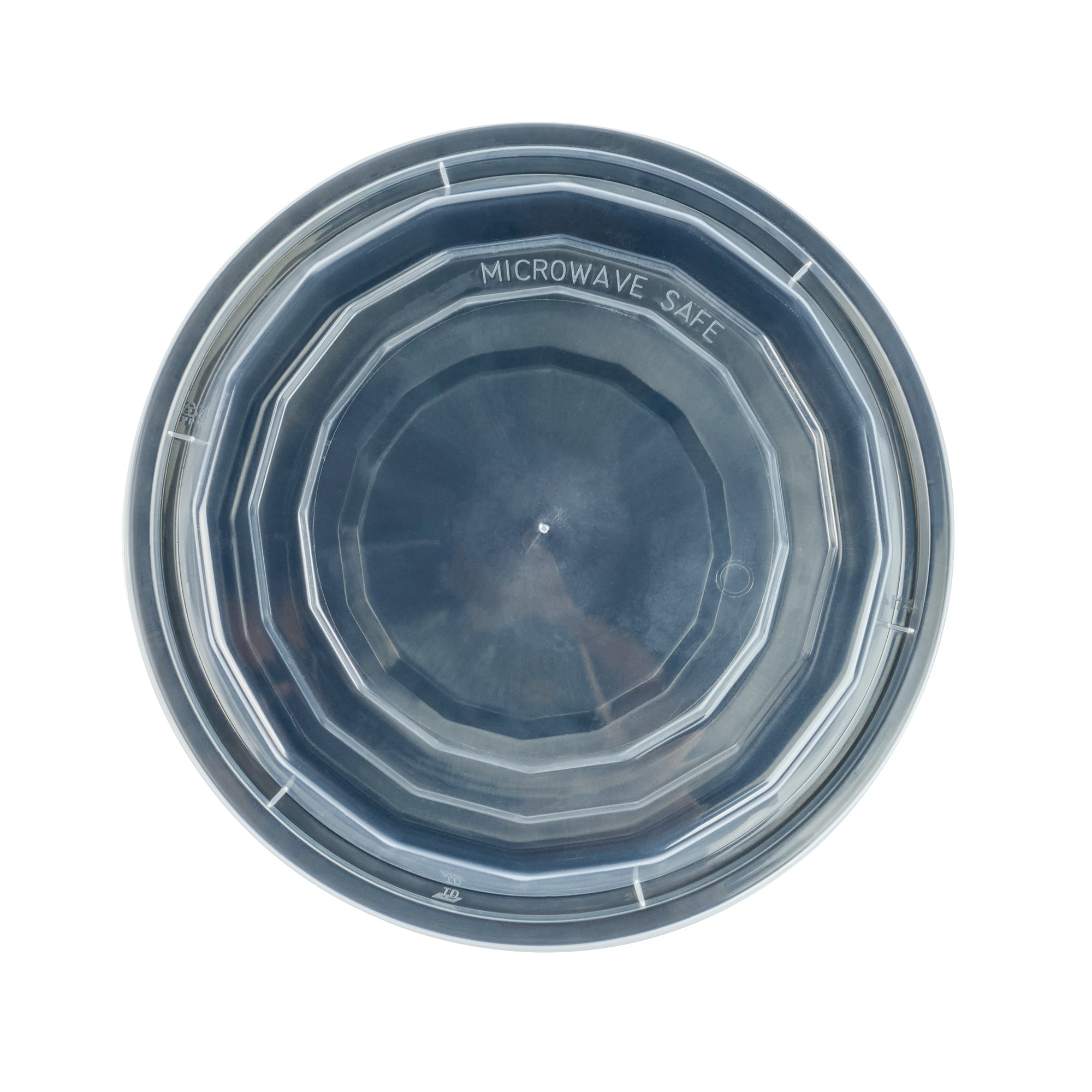 Asporto 24 oz Round Black Plastic To Go Box - with Clear Lid, Microwavable - 7 1/4" x 7 1/4" x 1 1/2" - 100 count box