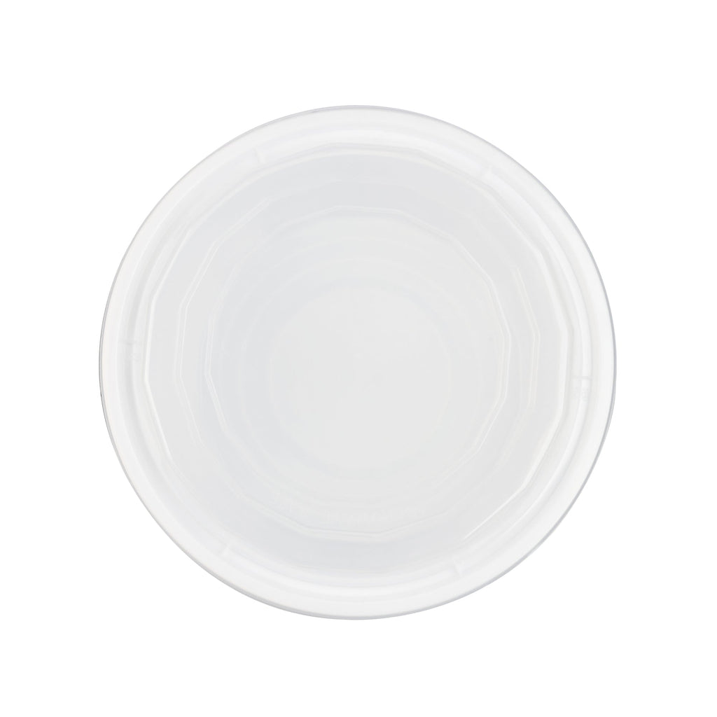 Asporto 32 oz Round White Plastic To Go Box - with Clear Lid, Microwavable - 7 1/4" x 7 1/4" x 3" - 100 count box