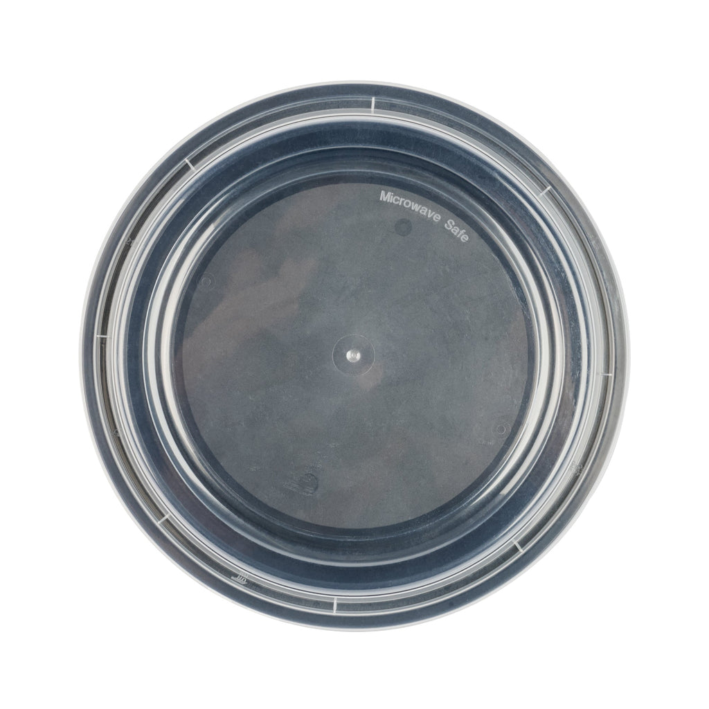 Asporto 48 oz Round Black Plastic To Go Box - with Clear Lid, Microwavable - 9" x 9" x 1 3/4" - 100 count box