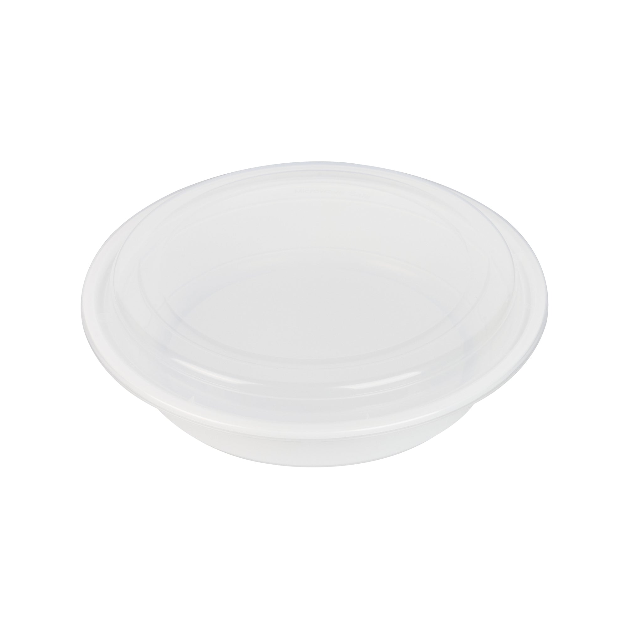 Asporto 48 oz Round White Plastic To Go Box - with Clear Lid, Microwavable - 9" x 9" x 1 3/4" - 100 count box