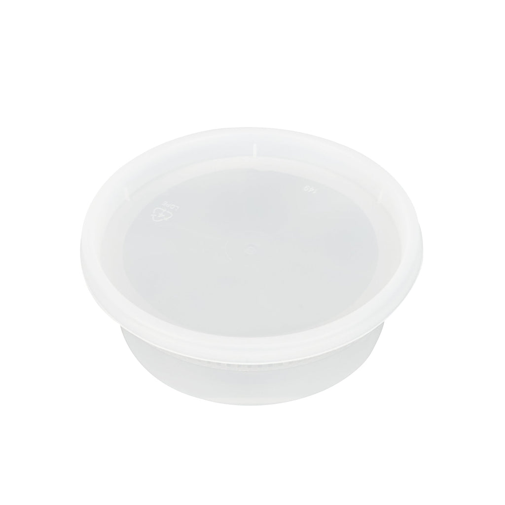Asporto 8 oz Round Clear Plastic Soup Container - with Lid, Microwavable - 4 1/2" x 4 1/2" x 1 3/4" - 100 count box