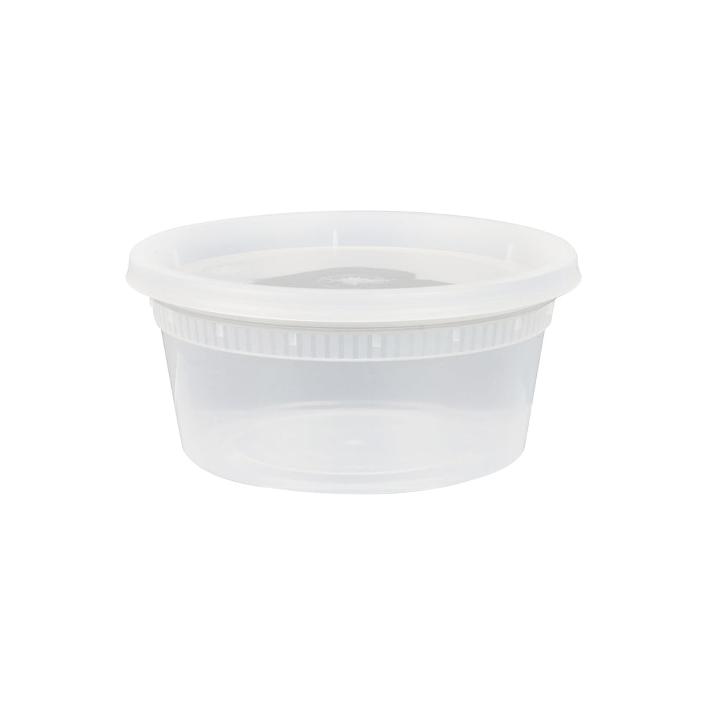 Asporto 12 oz Round Clear Plastic Soup Container - with Lid, Microwavable - 4 1/2" x 4 1/2" x 2 1/2" - 100 count box