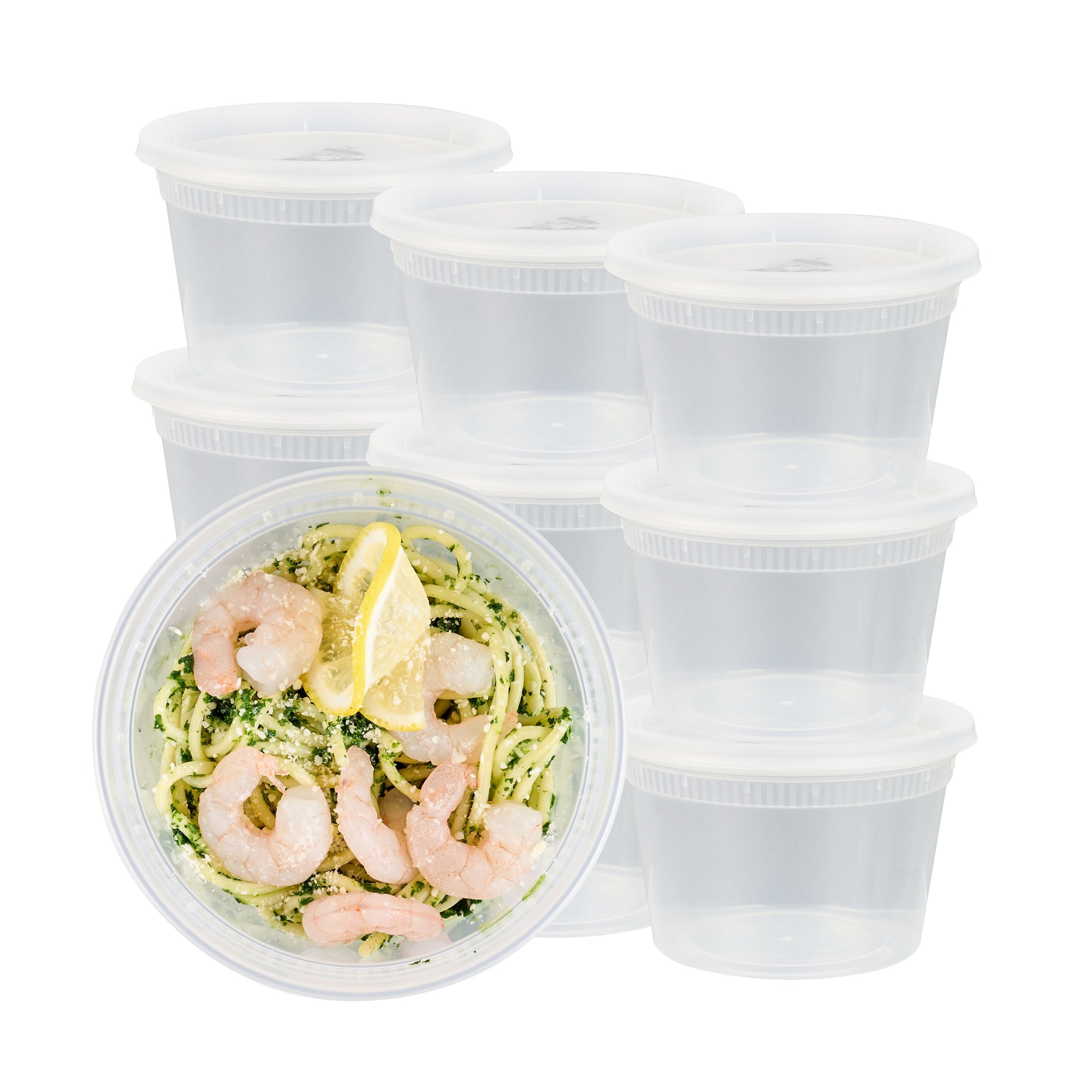 Asporto 16 oz Round Clear Plastic Soup Container - with Lid, Microwavable - 4 1/2" x 4 1/2" x 3" - 100 count box