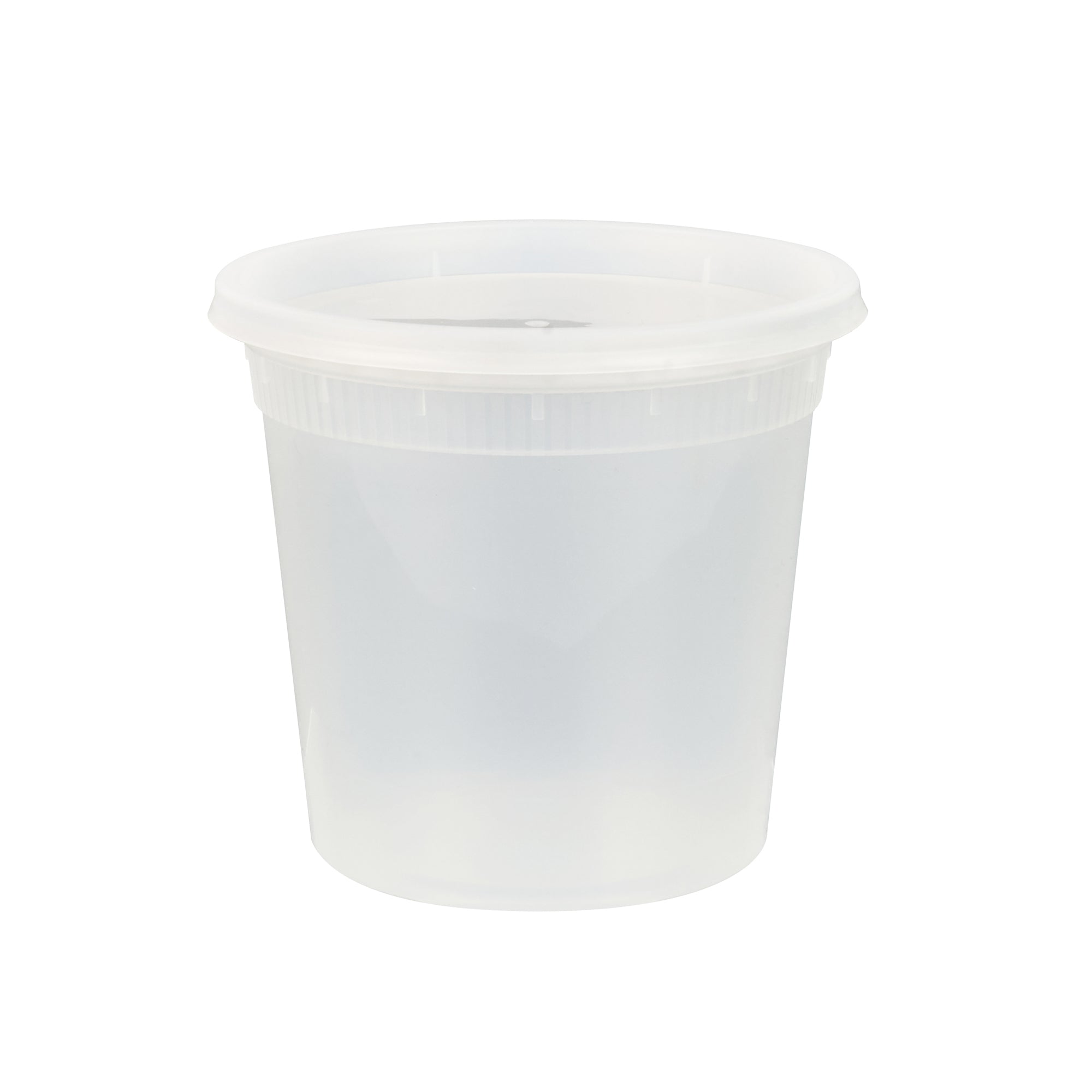 Asporto 24 oz Round Clear Plastic Soup Container - with Lid, Microwavable - 4 1/2" x 4 1/2" x 4 1/4" - 100 count box