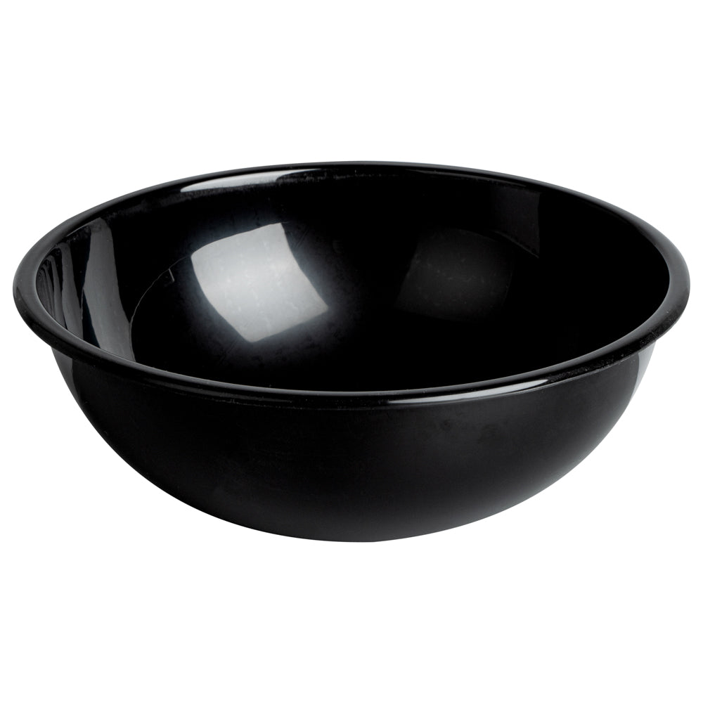 Maxi Serve 21 oz Round Black Plastic Salad Bowl - 6 3/4" x 6 3/4" x 2 1/2" - 200 count box