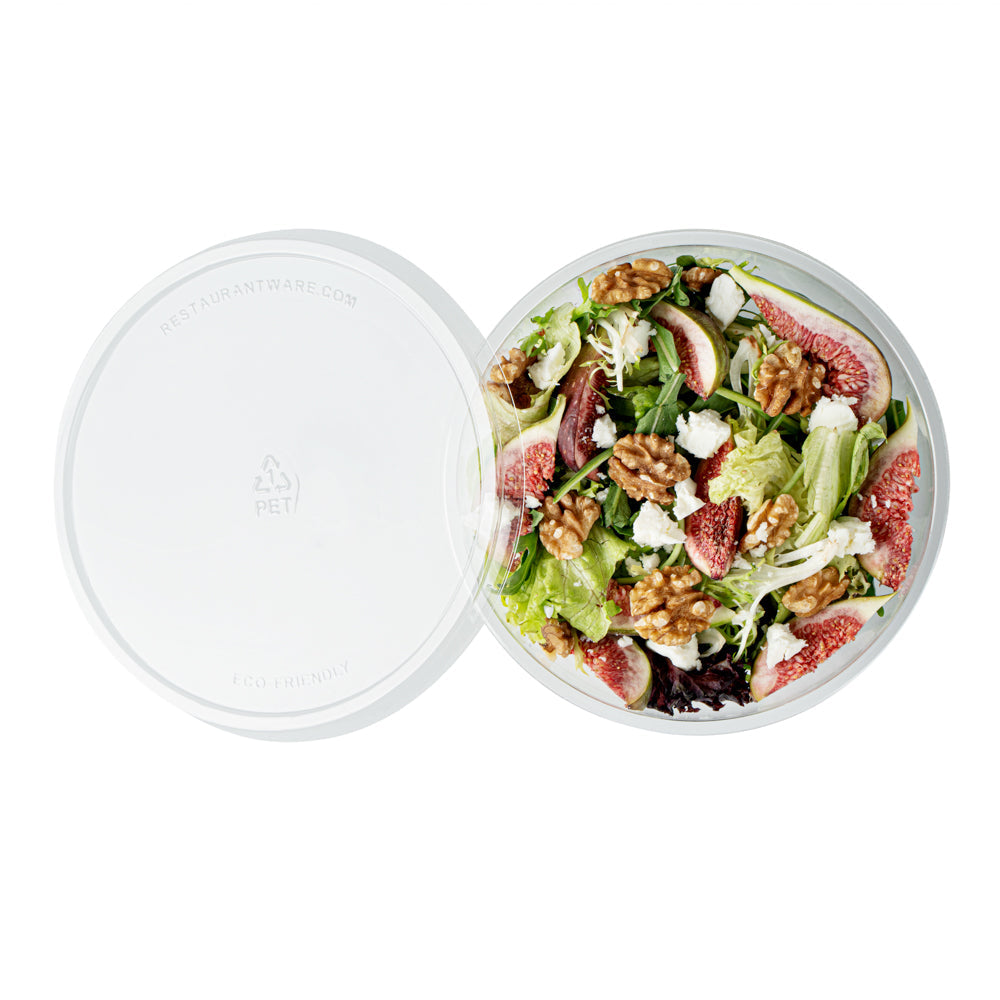 Maxi Serve 21 oz Round Clear Plastic Salad Bowl - 6 3/4" x 6 3/4" x 2 1/2" - 200 count box