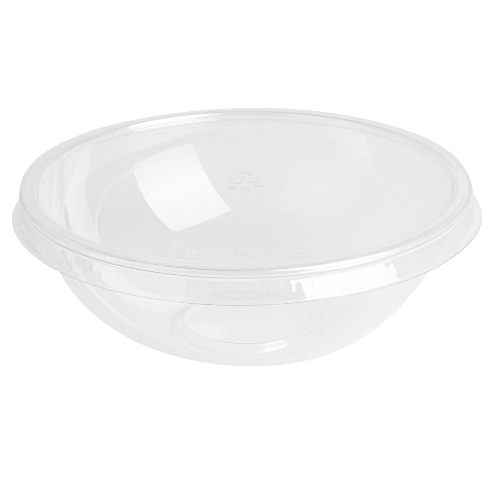 Maxi Serve 21 oz Round Clear Plastic Salad Bowl - 6 3/4" x 6 3/4" x 2 1/2" - 200 count box