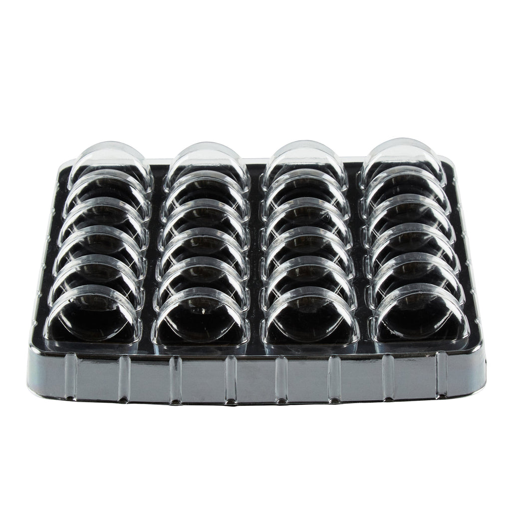 Shock Safe Rectangle Black Plastic Macaron Take Out Box - Fits 24 Macarons - 11" x 9" x 2" - 100 count box