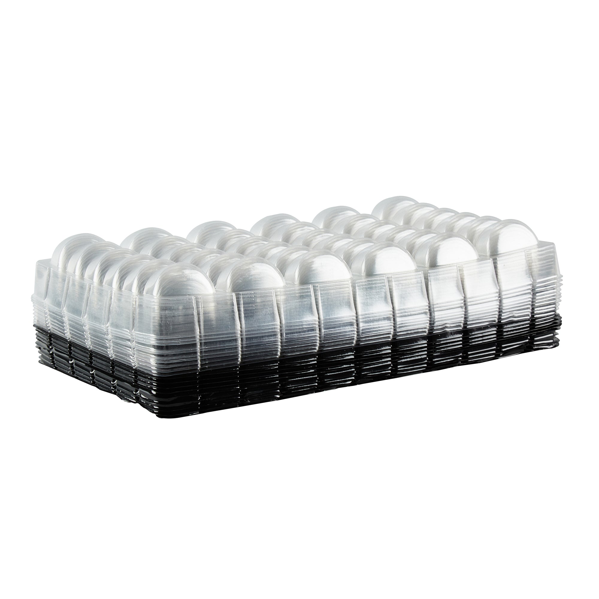 Shock Safe Rectangle Black Plastic Macaron Take Out Box - Fits 36 Macarons - 13 1/4" x 11" x 2" - 100 count box