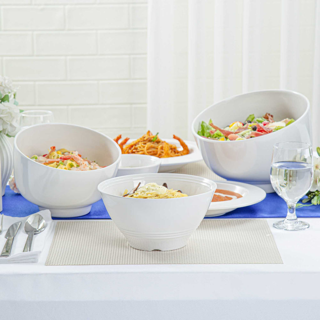 Voga 74 oz Round White Melamine Large Bowl - Incline - 8 1/2" x 8 1/2" x 4 1/4" - 10 count box