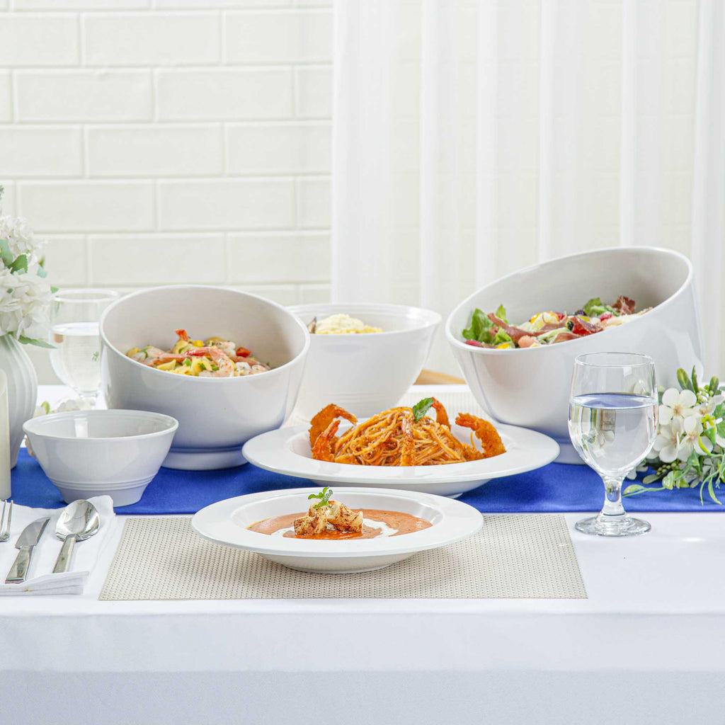 Voga 20 oz Round White Melamine Small Bowl - Classic - 10" x 10" x 1 1/2" - 10 count box