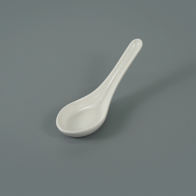 Voga White Melamine Asian Soup Spoon - 4 3/4" x 1 1/2" x 1 1/2" - 10 count box