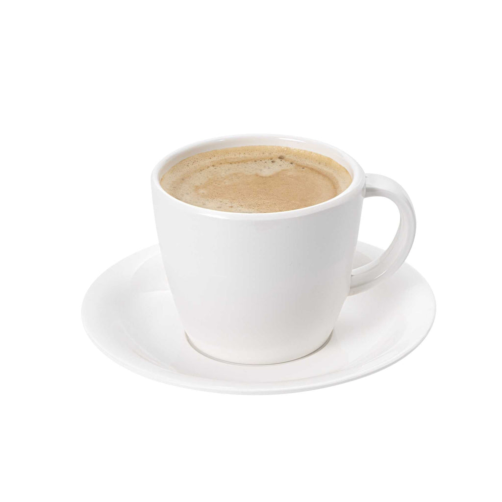 Voga 10 oz Round White Melamine Coffee Cup and Saucer Plate - 10 sets - 6" x 6" x 3" - 10 count box