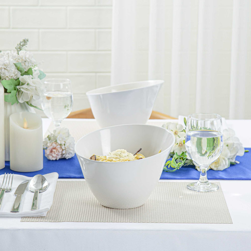 Voga 60 oz Round White Melamine Large Bowl - Incline Face - 8" x 8" x 5 1/2" - 2 count box