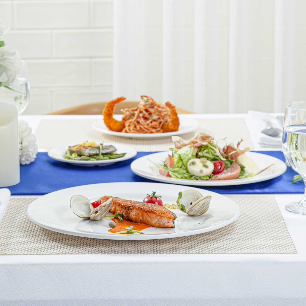 Voga Round White Melamine Extra Large Plate - Classic, Rimmed - 12" x 12" x 3/4" - 10 count box