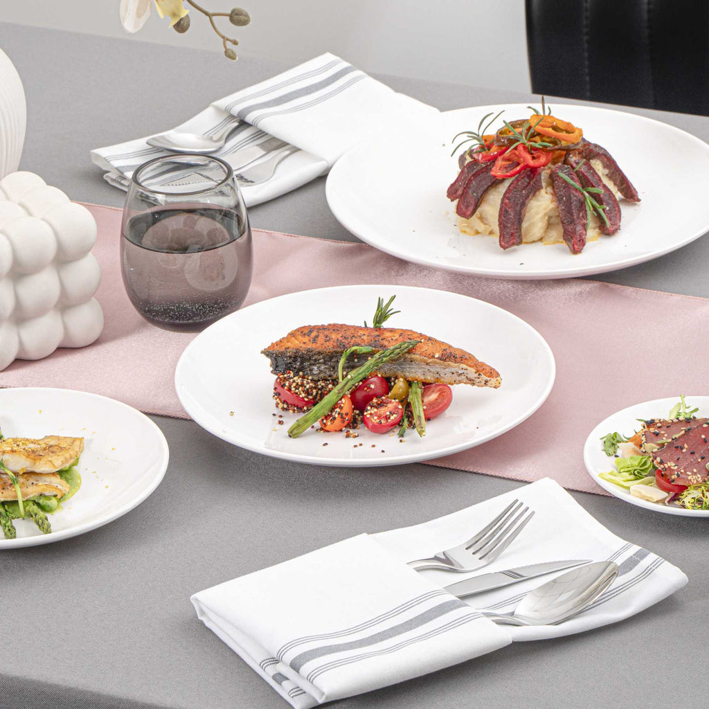 Voga Round White Melamine Large Plate - Classic, Rimless - 10" x 10" x 1" - 10 count box
