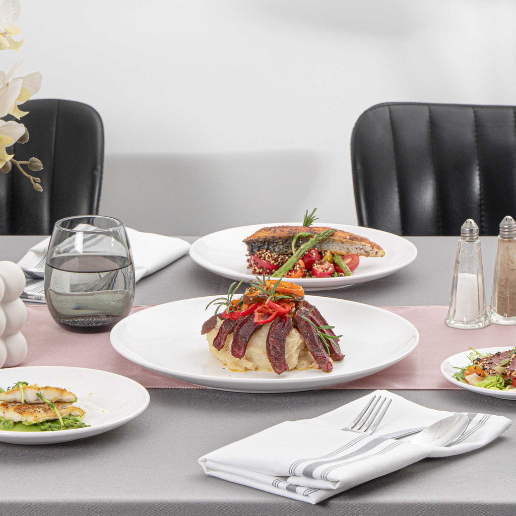 Voga Round White Melamine Extra Large Plate - Classic, Rimless - 12" x 12" x 1 1/4" - 10 count box