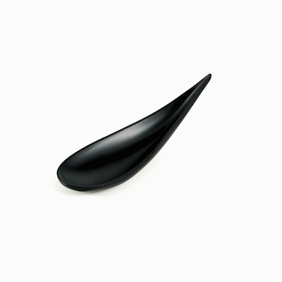 Voga Teardrop Black Melamine Tasting Spoon - Japonais, Moderna - 4 1/4" x 1 3/4" x 1 3/4" - 10 count box