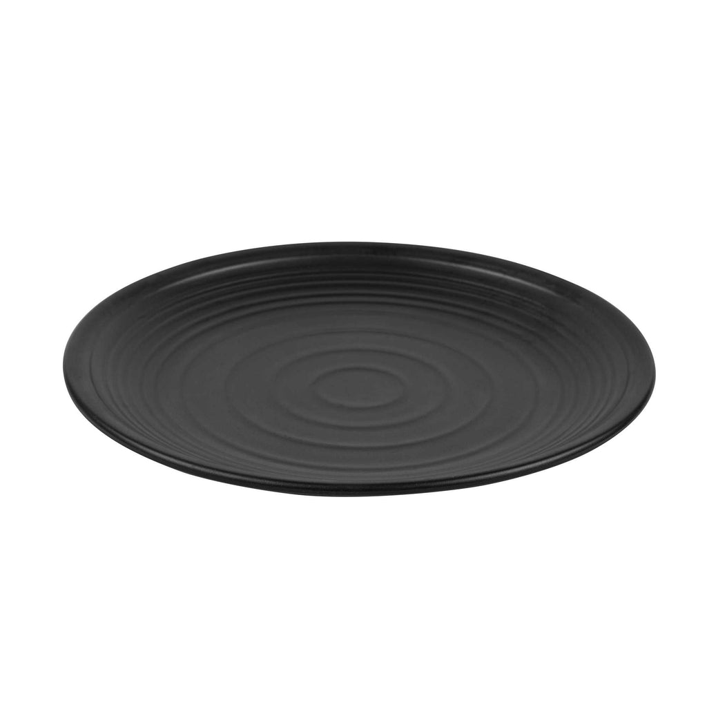 Voga Round Black Melamine Large Plate - Japonais, Black Stone - 12" x 12" x 1 1/4" - 10 count box