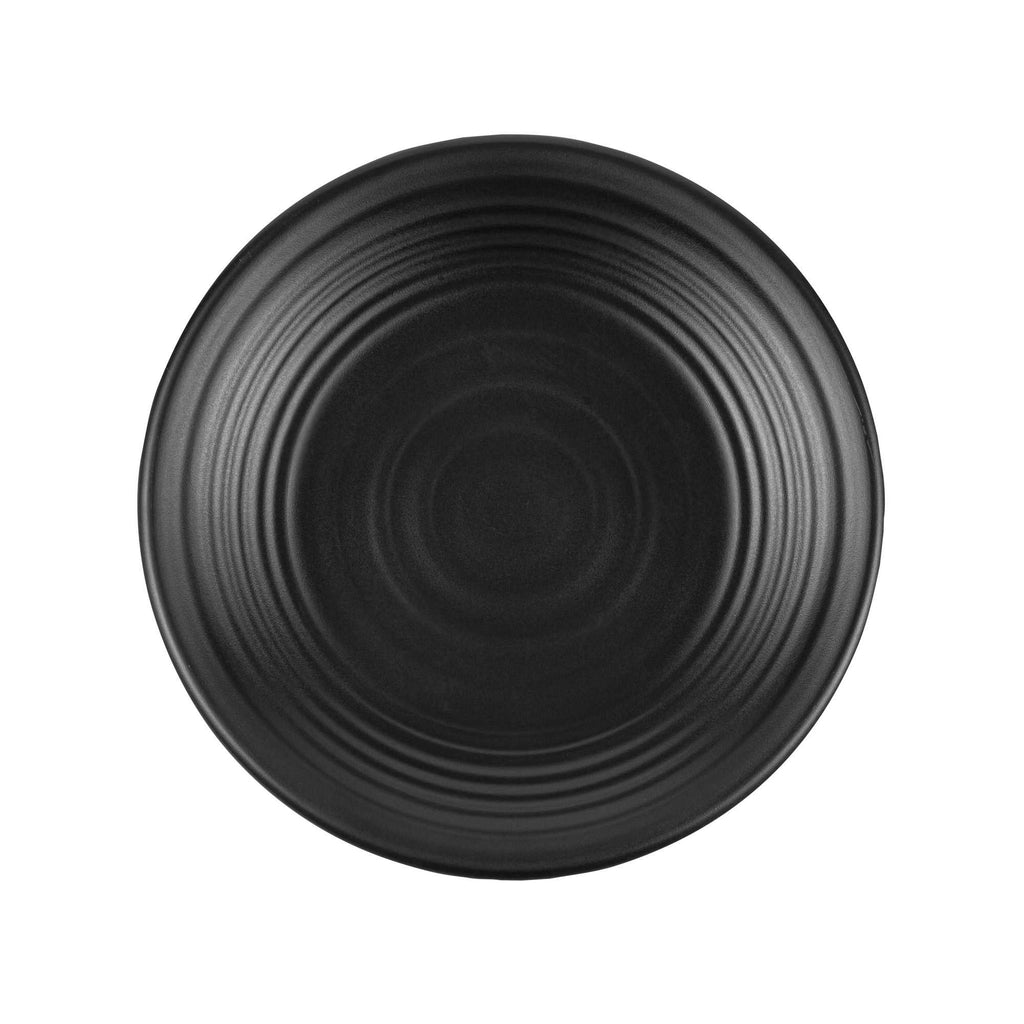 Voga Round Black Melamine Large Plate - Japonais, Black Stone - 12" x 12" x 1 1/4" - 10 count box
