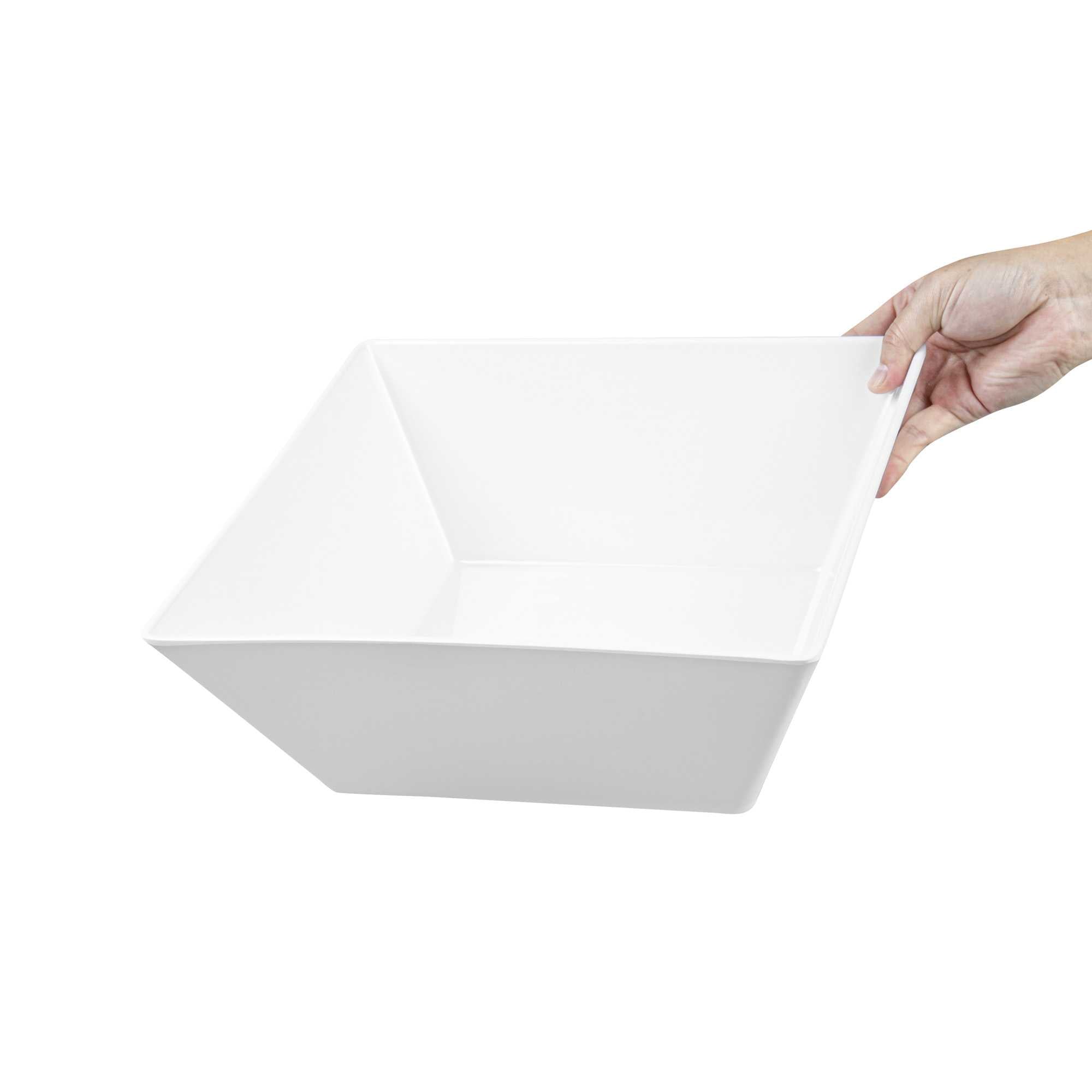 Voga 180 oz Square White Melamine Serving Bowl - Classic - 11 3/4" x 11 3/4" x 4 1/2" - 2 count box