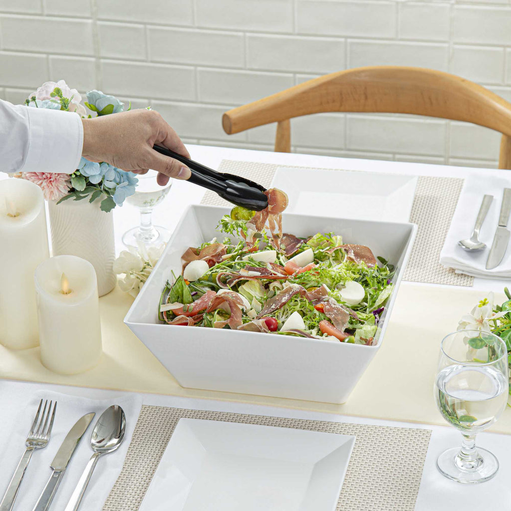 Voga 180 oz Square White Melamine Serving Bowl - Classic - 11 3/4" x 11 3/4" x 4 1/2" - 2 count box