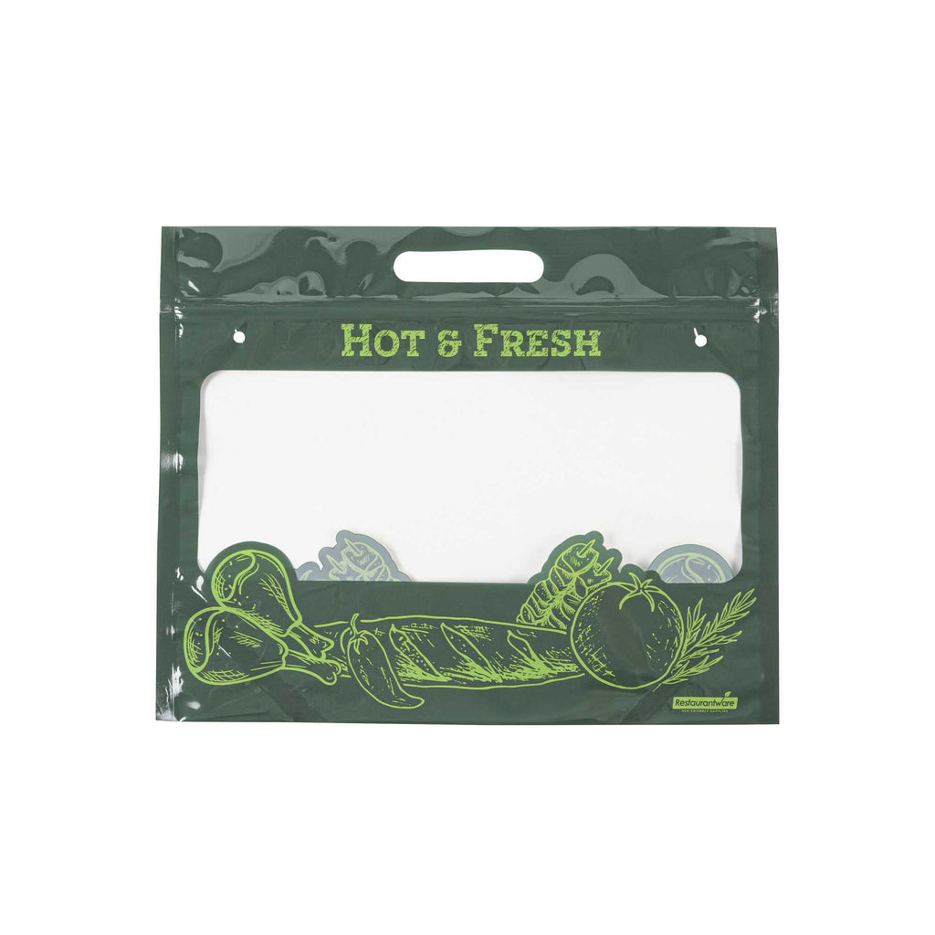 Bag Tek Green Plastic Rotisserie Chicken / Hot Food Bag - Hot & Fresh - 12 3/4 x 5 3/4 x 10 1/4 - 100 count box