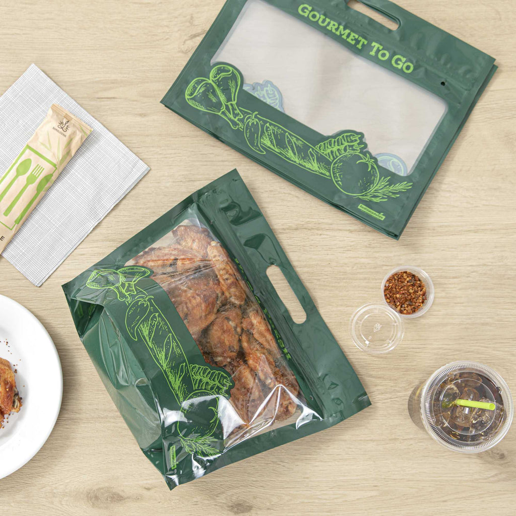 Bag Tek Green Plastic Rotisserie Chicken / Hot Food Bag - Hot & Fresh - 12 3/4 x 5 3/4 x 10 1/4 - 100 count box