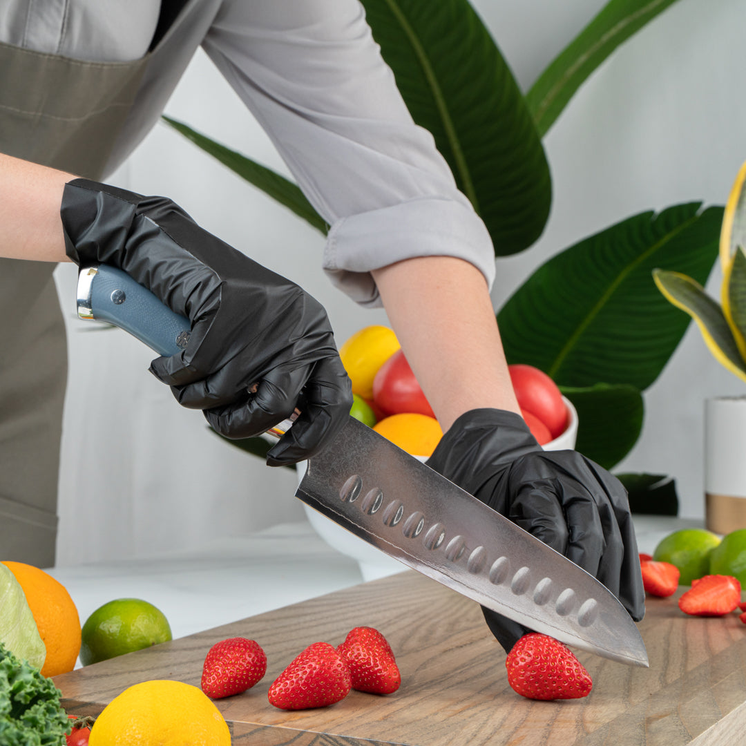Serve Secure Black TPE Hybrid Plastic XXL Foodservice Gloves - Latex Free, Powder Free - 10 1/4" x 10 1/2" - 200 count box