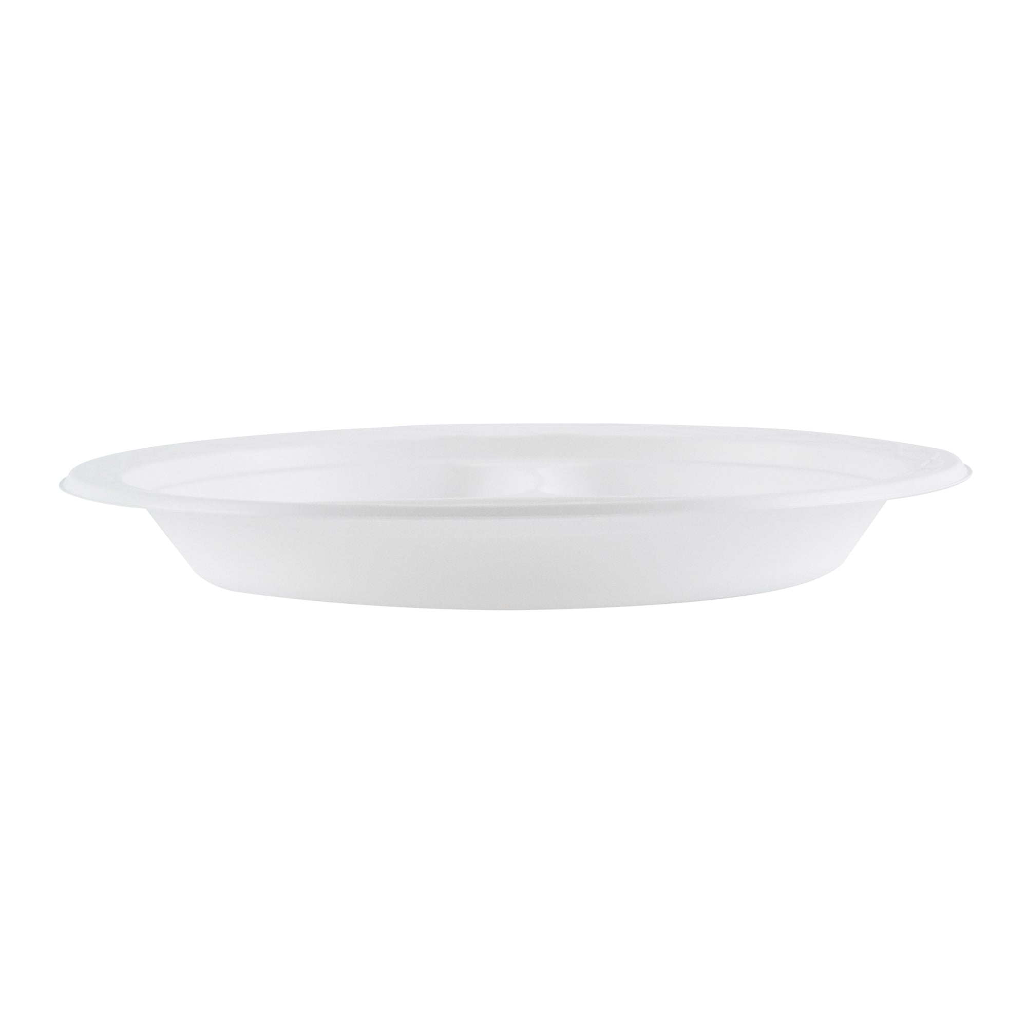 Chef 101 Round White Plastic Plate - 3 Compartments, Microwavable - 9" x 9" x 3/4" - 100 count box