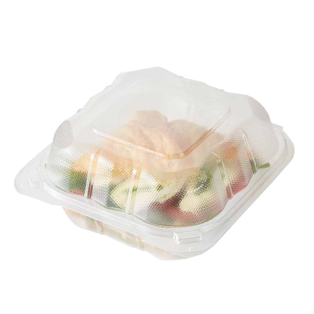Chef 101 17 oz Square Clear Plastic Clamshell Container - Microwavable - 6" x 6" x 3" - -50 count box